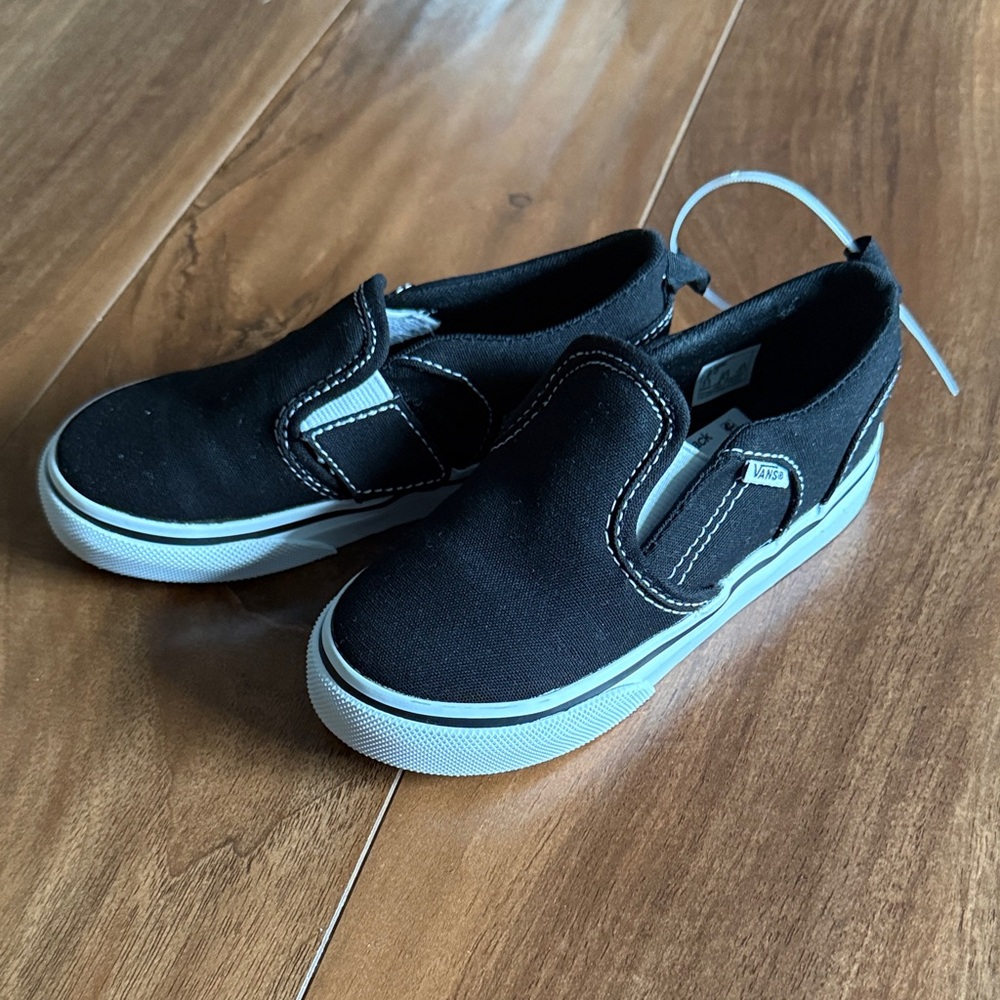 Vans Kids Black Canvas Slip-On Sneakers